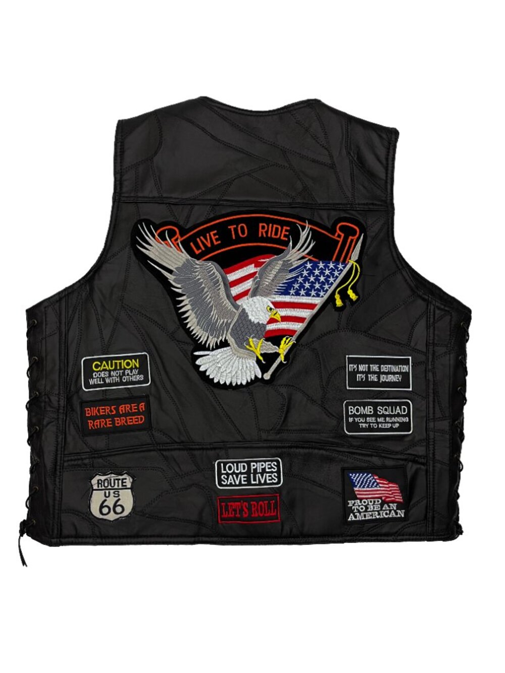 Diamond Plate Genuine Buffalo Leather Biker Vest Patches 3X 3XL XXXL